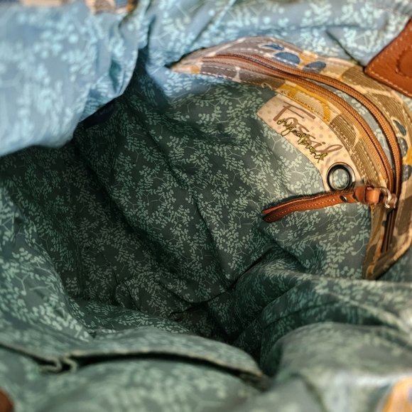 Fossil canvas Floral Patterned Tote Bag with Yellow and Blue Accents - Picture 2 of 11